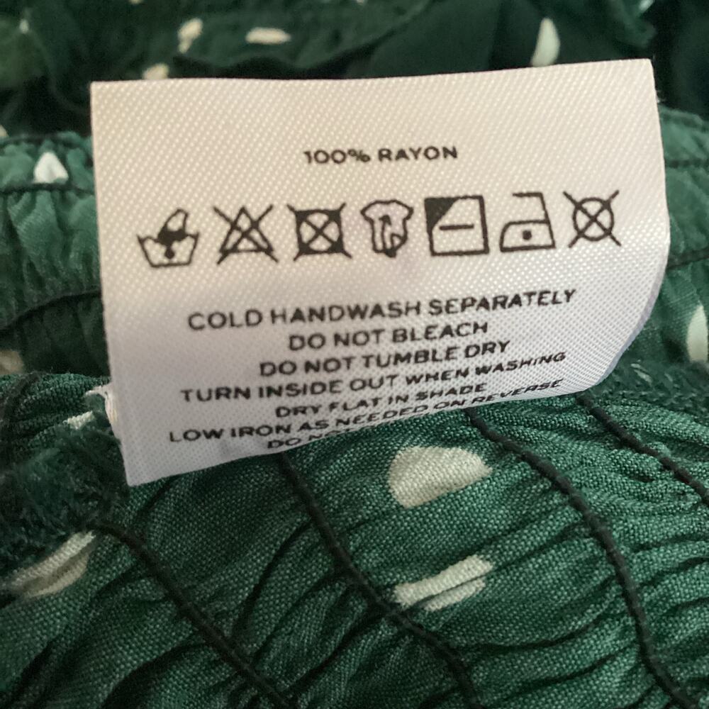 Faithfull The Brand Del Mar Dark Green Smocked Polka Dot Mini Dress M - Picture 11 of 12
